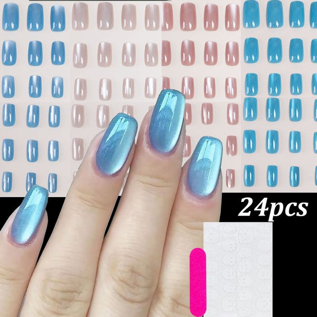 Fasle Nails Künstliche Nägel, Mintblau, Glänzend, 24 Stück - Bild 1