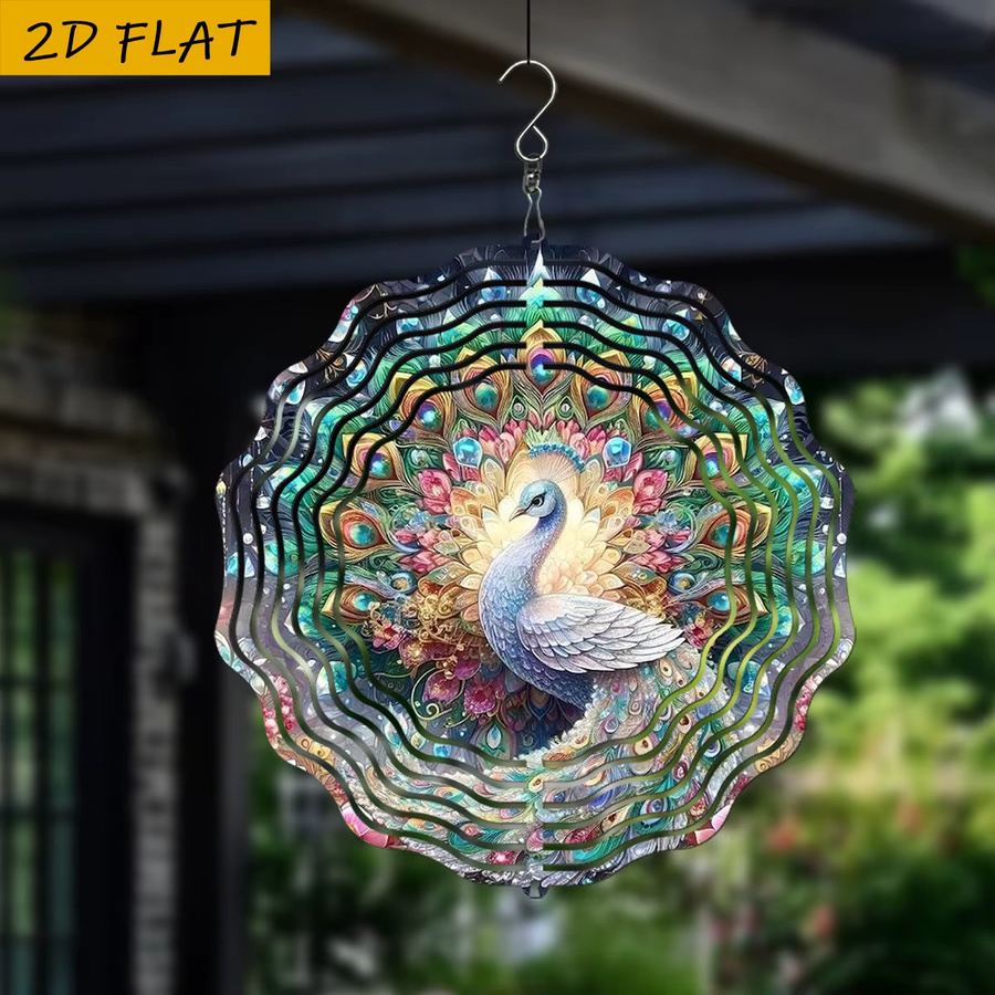CIFBUY Pfauenblumen-Windspiel aus Metall in Multicolour als dekorative Gartenkunst zum Aufhängen - Bild 2