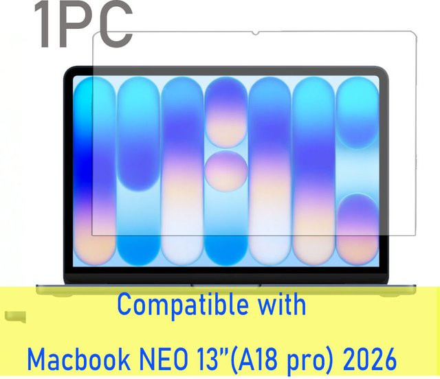 Displayschutzfolie aus gehärtetem Glas für Apple MacBook Pro 13 Zoll 2026 Version, transparent, 9H Anti-Kratz-Schutz - Bild 1