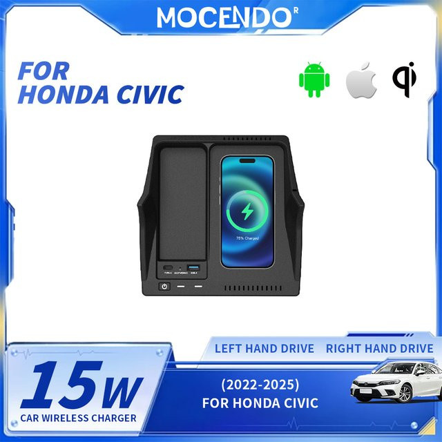 MOCENDO Wireless Schnellladegerät und Handyhalterung für Honda Civic 2022-2023 in Schwarz - Bild 1