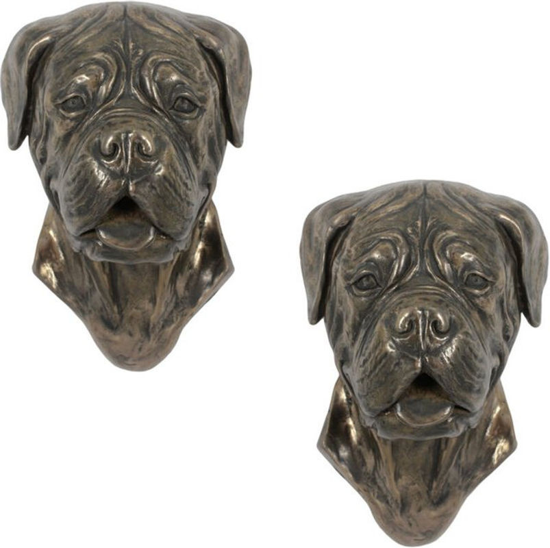 Hängende Hundestatuette Bordeauxdogge von Art-Dog als dekorative Büste in Braun und Mehrfarbig aus Kunstharz und Metall - Bild 1