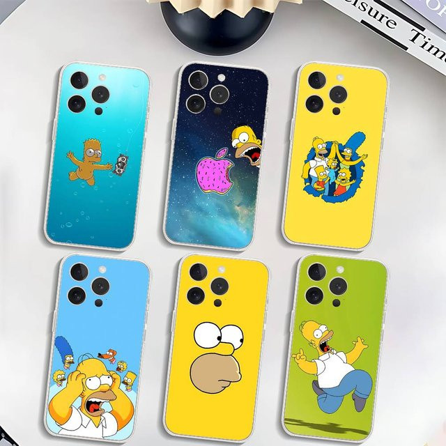 Simpsons Anime Handyhülle für iPhone 11 bis 17 Pro Max, transparente und stoßfeste Schutzhülle in Multicolour - Bild 1