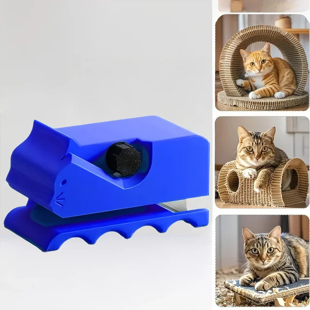 Multifunktionales DIY-Schneidwerkzeug aus Pappe, manueller Papierschneider mit scharfer Kante zum Basteln von Katzenkratzern und Haustierboxen in Blau - Bild 1