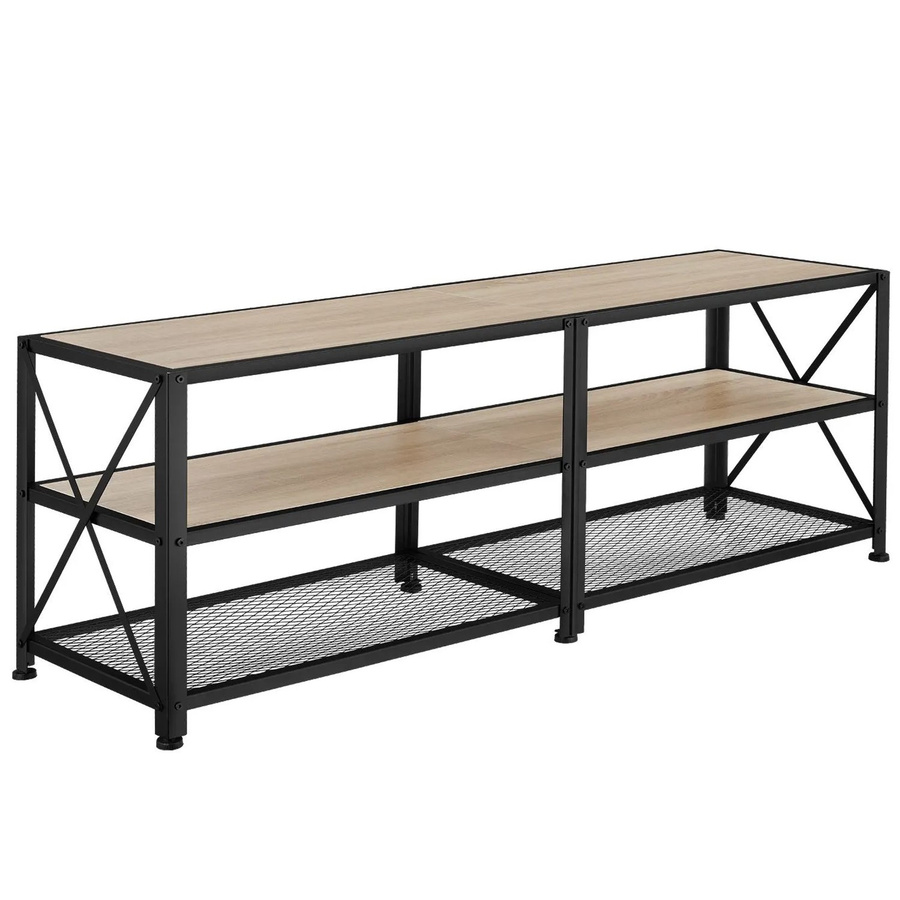 tectake TV-Regal Indianapolis im Industrial Style aus Holz und Stahl, Farbe Braun/Schwarz, B/T/H: 161 x 41,5 x 50,5 cm - Bild 3
