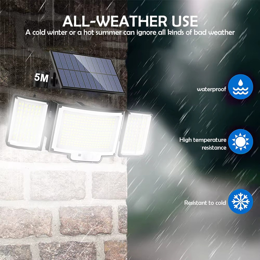 Solar Außenleuchte mit 366 LED und Bewegungsmelder, IP65 wasserdichtes Wandlicht für den Garten - Bild 2