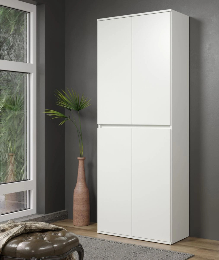 Garderobenschrank Metro von TOP.FURN in Weiß, moderner Schuhschrank mit Kleiderstange und Regalböden, Breite: 74 cm, Höhe: 191 cm, Tiefe: 34 cm - Bild 3