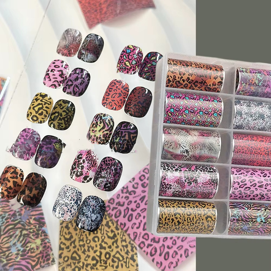 HotPress Nagelfolie Leopardenmuster, 10 Rollen, 4x50 cm - Bild 3