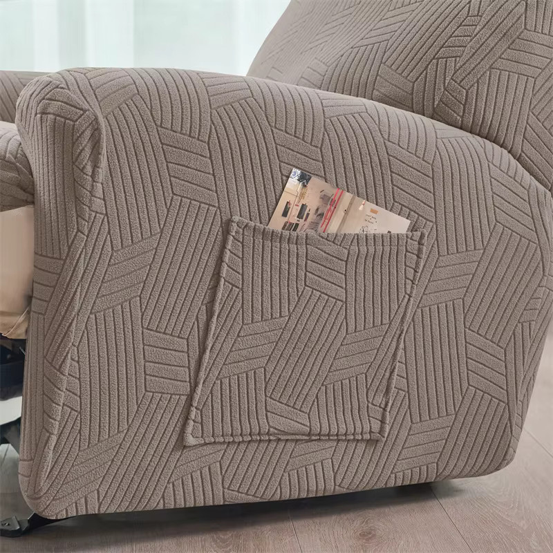 WANERQU 4er-Set Nordic Sesselbezug in Beige, elastischer Schonbezug für 1-Sitzer Liegesofa im skandinavischen Design mit Anti-Slip-Funktion - Bild 3