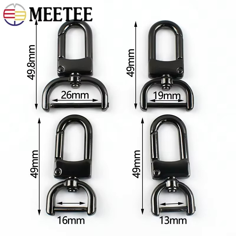 Meetee 5 Stück Metall-Schnallen aus Stahl, abnehmbare Schraubverschlüsse und drehbare Karabinerhaken in Schwarz, 13-26mm - Bild 2