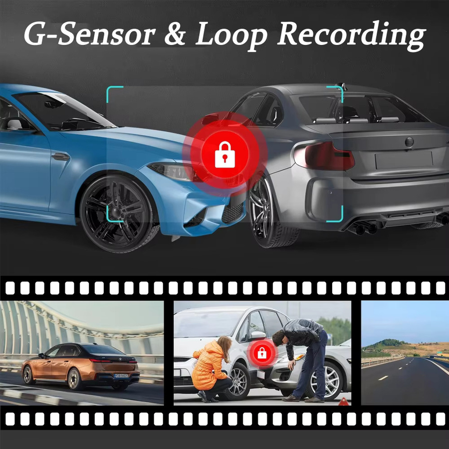 HONG TONG Dual-Lens Dashcam FHD 1920x1080P Auto-DVR Fahrzeug-Videorekorder für Innenraum und Außenbereich in Schwarz - Bild 5