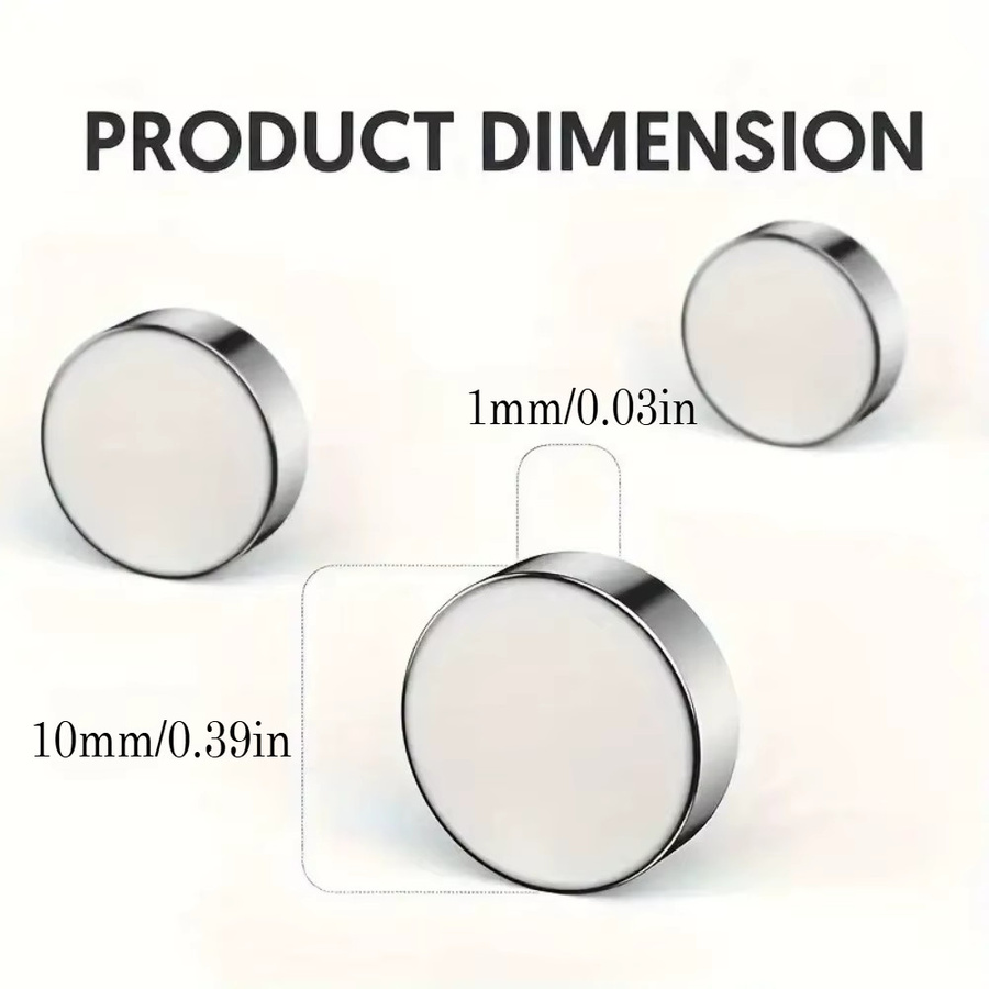 U-POLEMAG Runder Magnet in Silber, Mehrzweck-Scheibenmagnet für Bastelarbeiten, Whiteboards und Büroorganisation, Durchmesser: 10 mm, Dicke: 2 mm - Bild 2