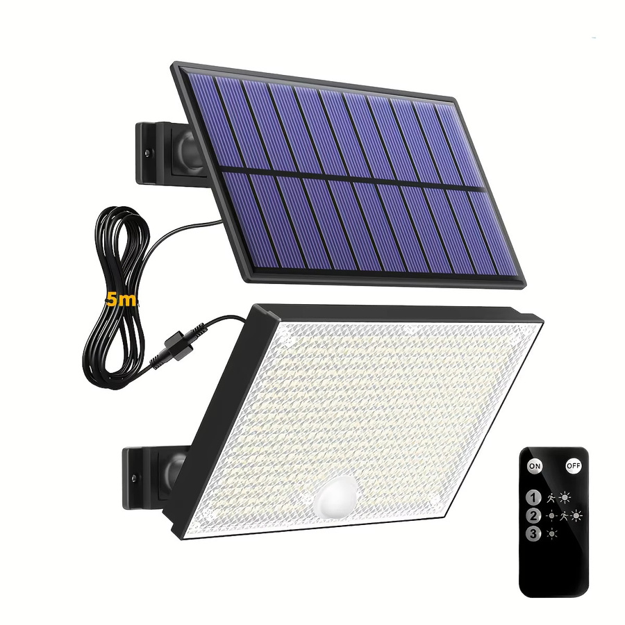Solar-Sicherheitsleuchte mit 400 LED und Bewegungsmelder, wasserdichte Außenwandleuchte in Schwarz für den Garten, energiesparendes Flutlicht mit 3 Modi und kühlem Weißlicht - Bild 6