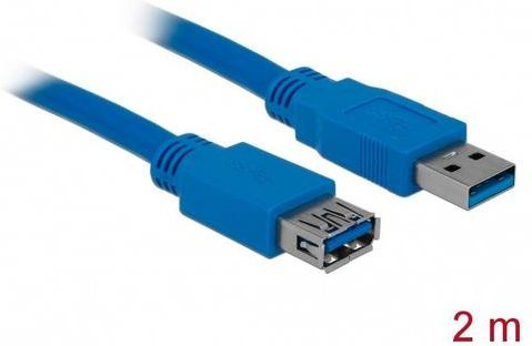 Delock USB-Kabel USB 3.2 Gen1 mit USB-A Stecker und USB-A Buchse, Blau, 2,00 m - Bild 1