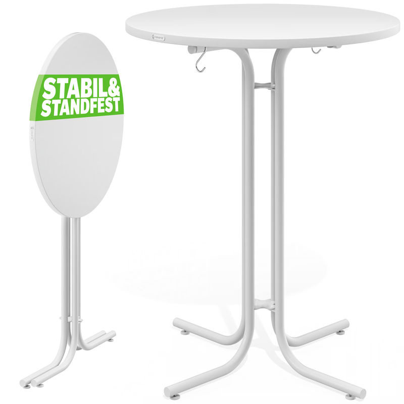 CASARIA Stehtisch Weiß klappbar und höhenverstellbar für den Garten, Durchmesser: 70 cm, Höhe: 110 cm - Bild 2