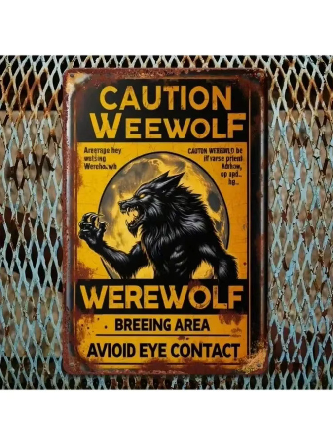 CIFBUY Vintage Eisen-Schild Werwolf-Zuchtbereich als dekorative Wandtafel für Halloween und Innen- sowie Außenbereiche - Bild 2