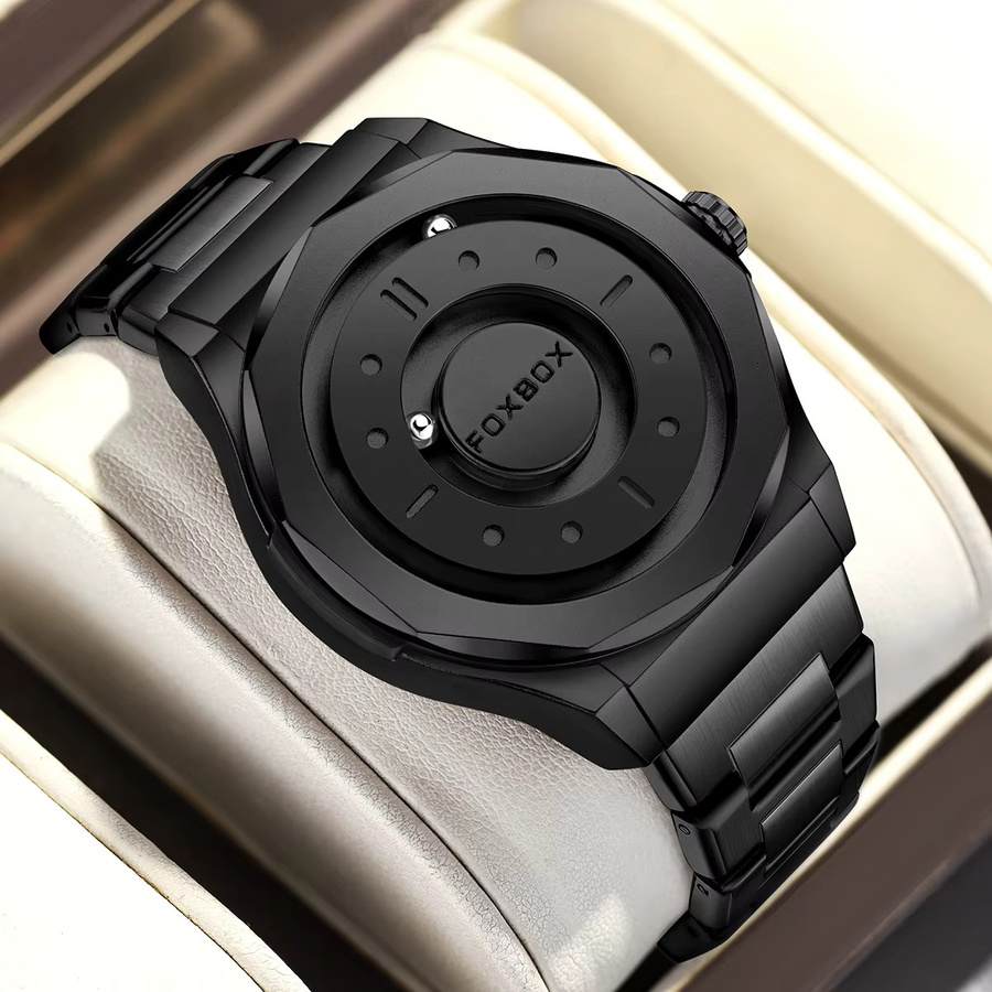 FOXBOX Armbanduhr Edelstahl, Quarz, Schwarz, Herren - Bild 2