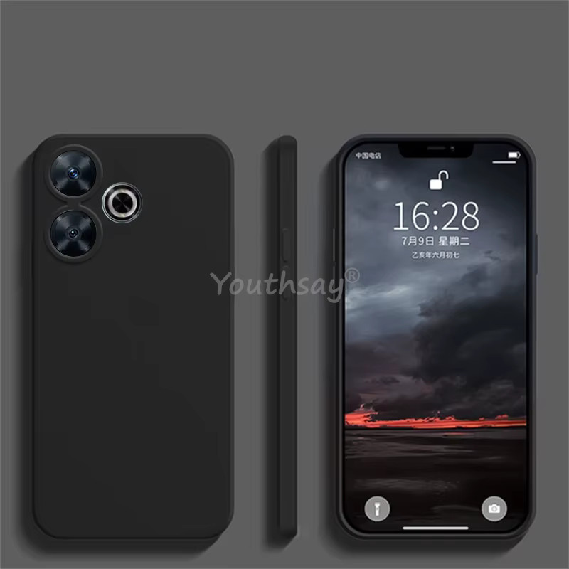 Xiaomi Poco F6 Schutzhülle aus flüssigem Silikon in Rot mit Anti-Drop-Funktion und matter TPU-Oberfläche - Bild 3