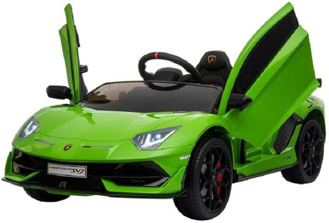 ES-Toys Lamborghini Aventador SVJ Elektroauto mit Kunstledersitz grün - Bild 1