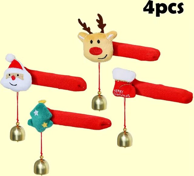 4er-Set dekorative Weihnachtsglocken als Türgriff-Anhänger in Multicolor - Bild 1
