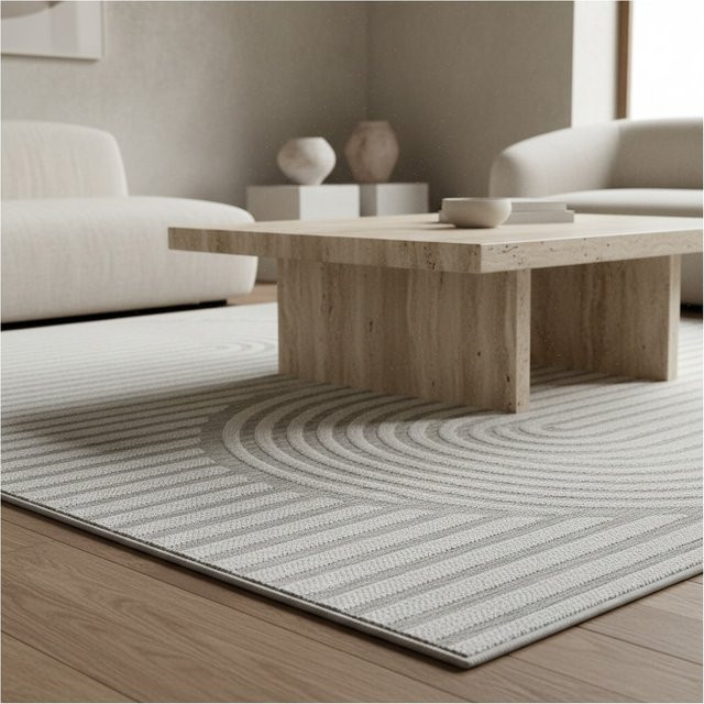 Kadima Design Outdoor Teppich VENTOUX in Grau im Boho-Stil, UV-beständig, B: 200 cm, T: 290 cm - Bild 1