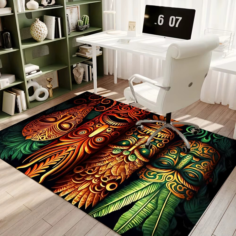 VIKAMA Tiki Maskenteppich in Multicolour, rechteckiger Ethno-Teppich für Wohnzimmer, Schlafzimmer oder Eingangsbereich - Bild 2