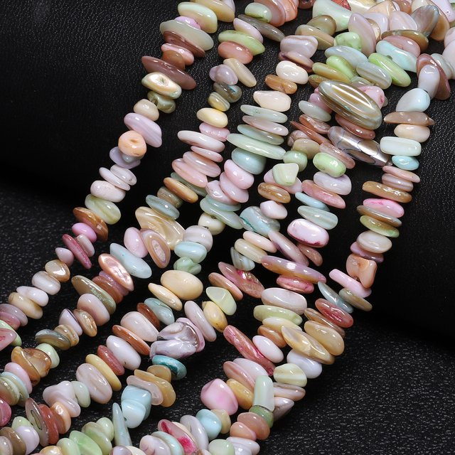 AOHAYOOMQ Perlen, Natürliche Shell Perlen, Bunte Perlmutt Perlen, 30'' - Bild 1