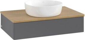 V&B Waschtischunterschrank Antao ohne Frontstruktur in Eiche Honig Optik und Anthrazit lackiert, B/T/H: 80 x 50 x 19 cm - Bild 1