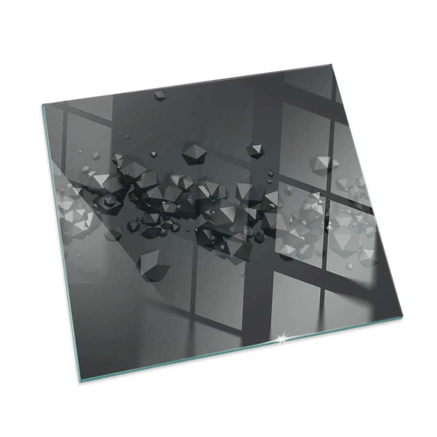 Tulup Glasplatte für Kamin mit abstraktem Wolkenmuster in Schwarz, B/T: 50 x 50 cm - Bild 2