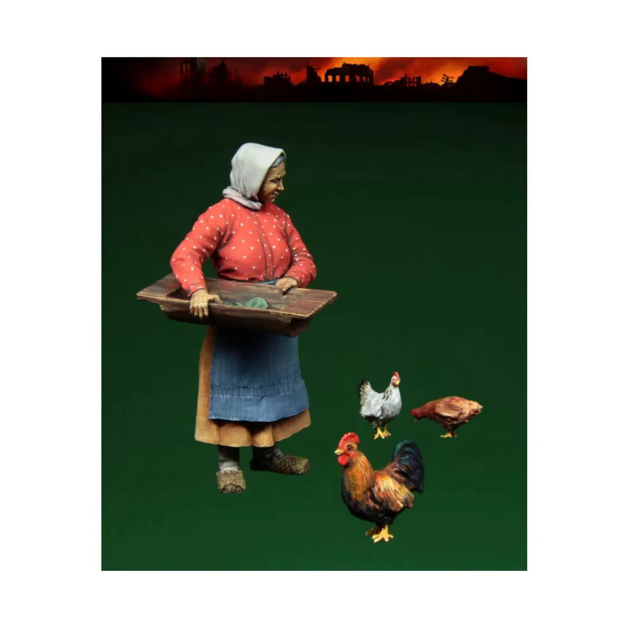 GK Russische alte Frau und Hühner, Resin-Soldatenmodell, Bausatz - Bild 3