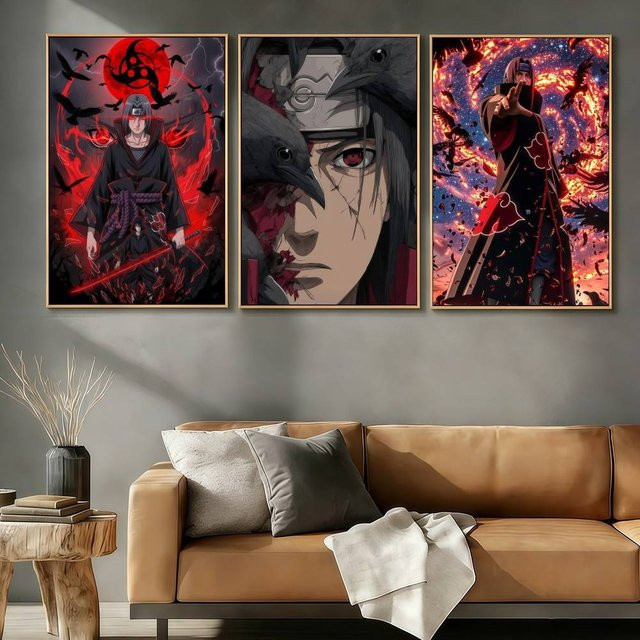 Itachi Uchiha Naruto Retro Poster Aufkleber Kunstdruck in Mehrfarbig, B: 21,0 cm, H: 30,0 cm - Bild 1