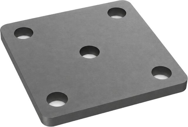 SO-TECH Anschweißplatte aus Stahl Q235 in Schwarz, B/T/H: 125 x 125 x 8 mm, mit 5 Befestigungslöchern Ø14 mm und abgerundeten Ecken - Bild 1