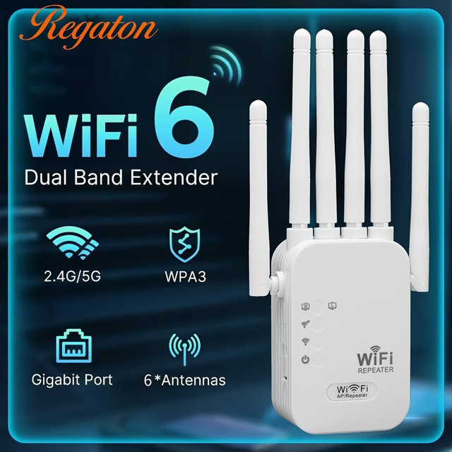 Regaton WLAN Repeater Dual-Band 1200Mbps Wi-Fi Signalverstärker in Weiß - Bild 1