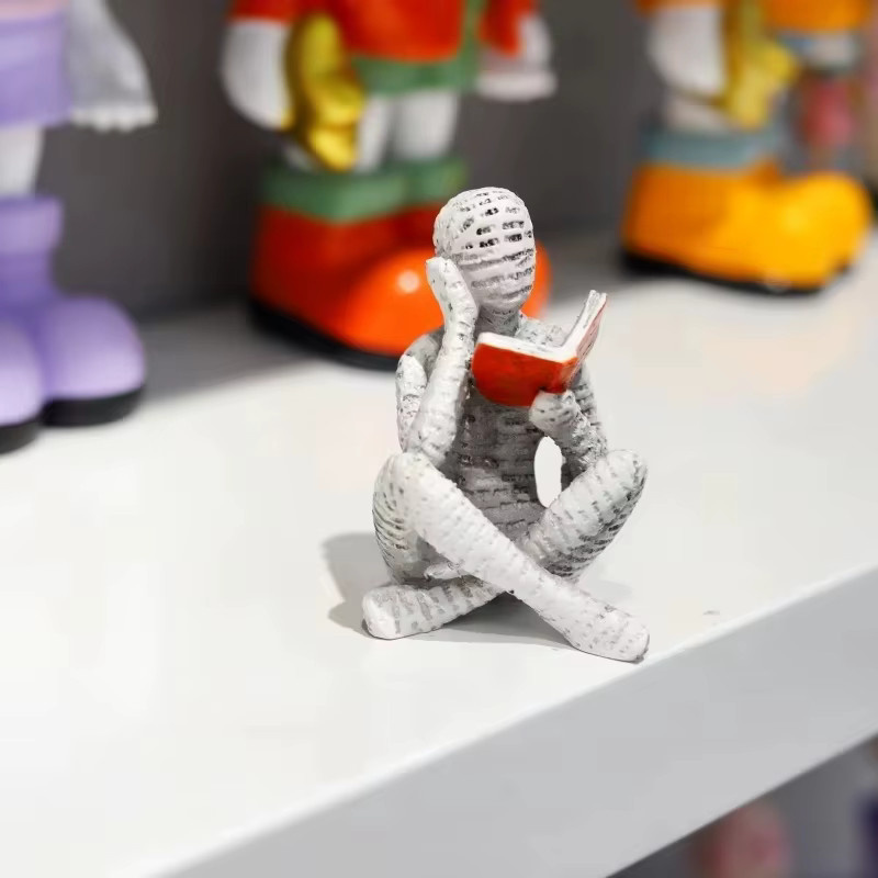 KASTIZA Dekorative Buchstütze Lesende Frau in Weiß, Modernes Kunstharz-Design für Schreibtisch und Wohnzimmer - Bild 2