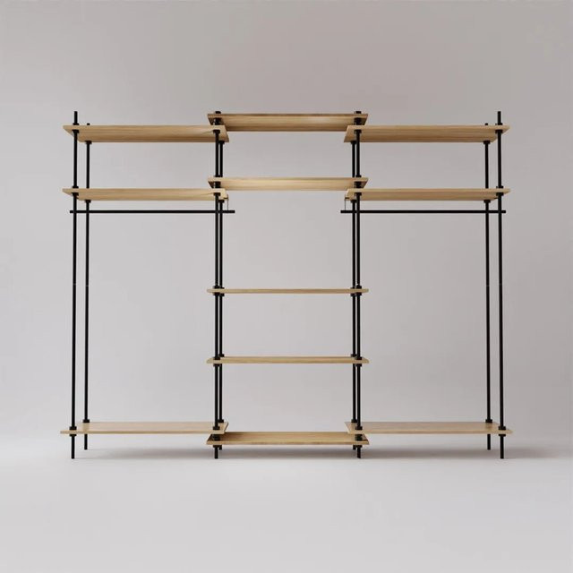 AR Shelving Regalsystem Deco Garderobe XL mit 2 Kleiderschränken in Schwarz Anthrazit B/H/T: 185 x 235 x 35 cm - Bild 1