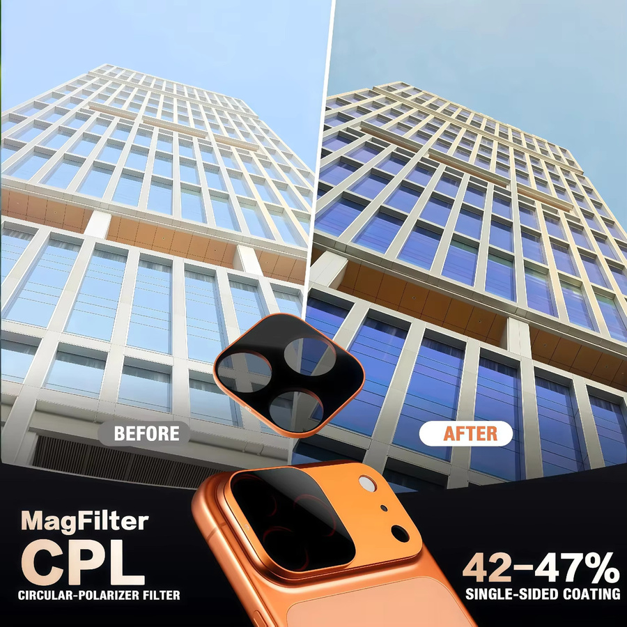 Magnetische All-in-One AR Antireflex-Displayschutzfolie mit Blendschutzfilter für Linse kompatibel mit iPhone 17 Pro und iPhone 17 Pro Max in Orange - Bild 3