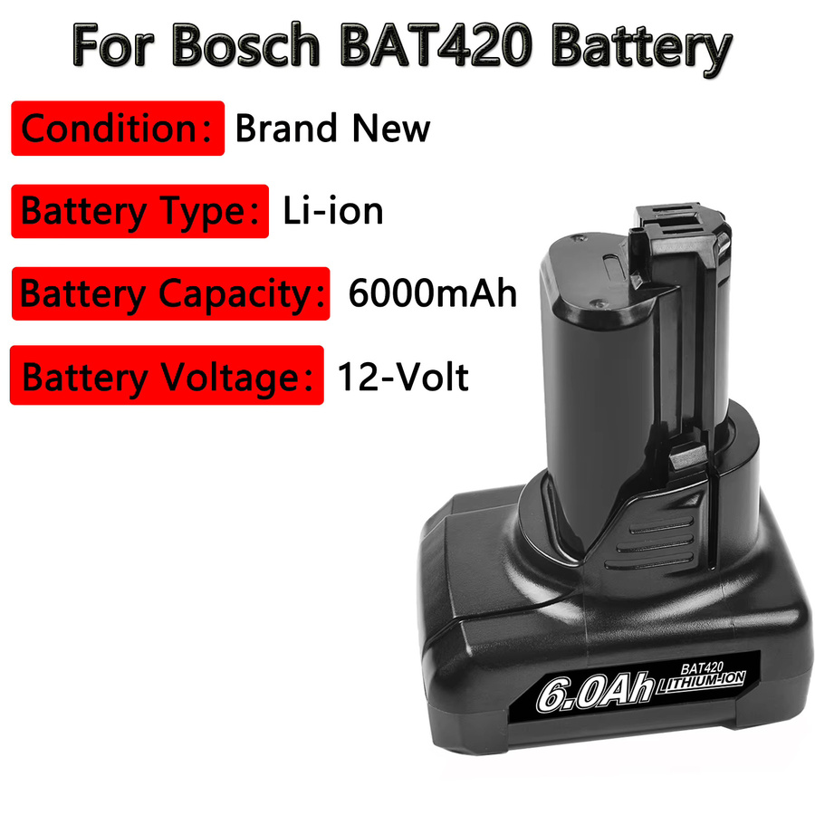 Bosch BAT420 Ersatzakku 12V Li-Ion 6000mAh in Schwarz für kabellose Elektrowerkzeuge - Bild 2