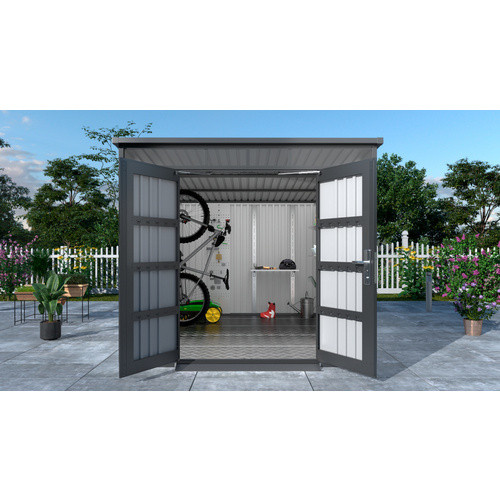 Mr. GARDENER Gerätehaus aus Metall in Grau, B/H/T: 240 x 201 x 306 cm - Bild 3