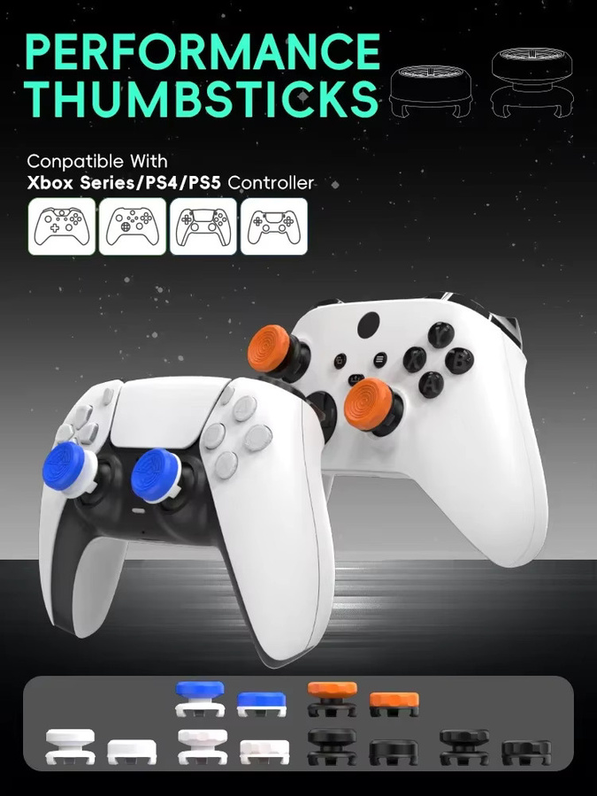 DATA FROG High-Rise Galaxy Thumb Grip Caps für PS4- und Xbox One-Controller, Multicolor Analog-Stick-Joystick-Abdeckung für FPS-Gaming - Bild 2