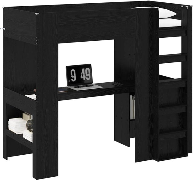 vidaXL Etagenbettgestell mit Schreibtisch in Schwarz und Eichen-Optik, B/T/H: 200 x 80 x 175 cm - Bild 1