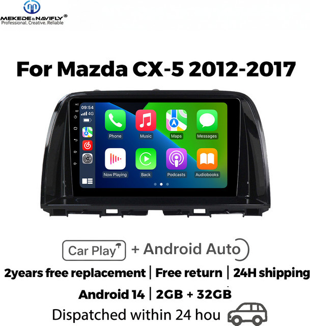 NAVIFANS Android 14 Auto Radio mit Carplay und GPS für Mazda CX5 2012-2015, Multimedia Player MP5 in Schwarz - Bild 1