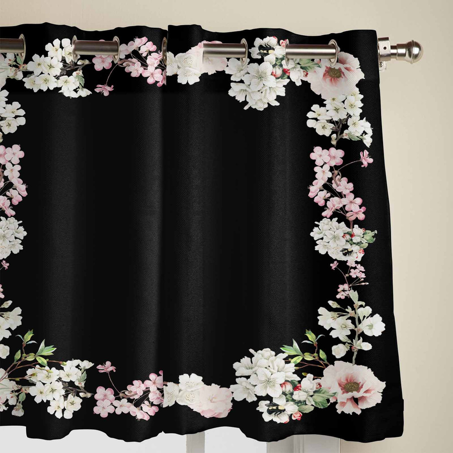 Binchi Retro Blumen Fenstervorhang für Wohnzimmer und Schlafzimmer, semi-transparent, Breite: 135 cm, Höhe: 60 cm - Bild 3