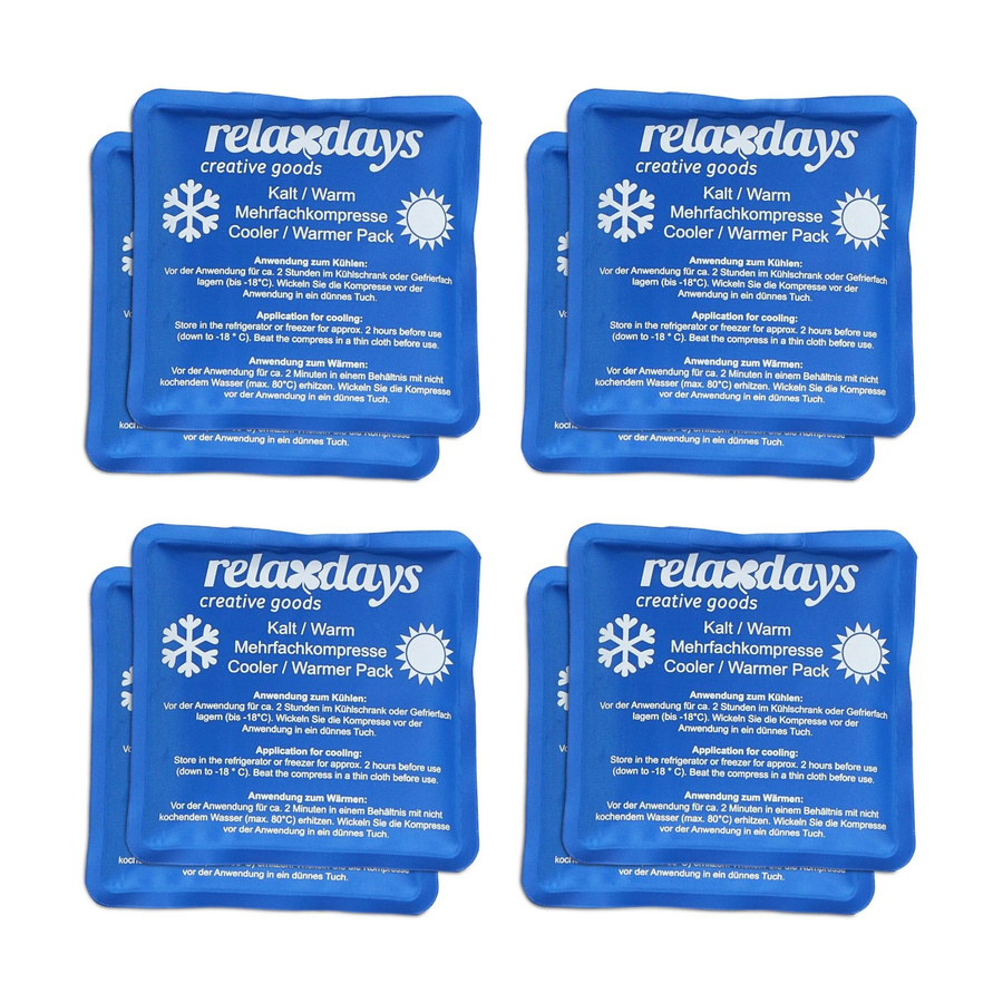 Relaxdays Kühlpads 8er Set Gel Blau Kalt Warm B/T/H: 11 x 11 x 1 cm, 100 g pro Stück - Bild 2