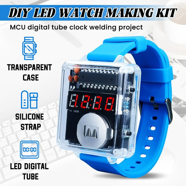 UICPAL DIY Elektronisches Uhren-Set mit LED-Digitalröhrenanzeige in Rosa, Transparentes Gehäuse, 3 V Lötprojekt-Kit - Bild 1