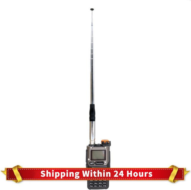 27 MHz Teleskop-Antenne für CB-Handfunkgeräte mit SMA-Buchse, Silber, Länge: 23 cm bis 130 cm, 2,15 dB Verstärkung - Bild 1