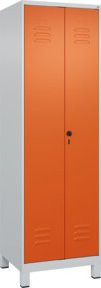 C+P Wäsche-Spind Classic PLUS mit 2 Abteilen, Stahlkonstruktion, Grau/Orange, H x B x T: 195 x 60 x 50 cm - Bild 1