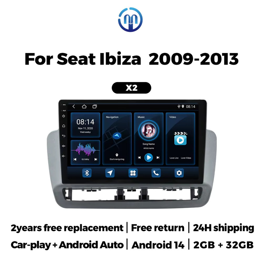 MEKEDE Android Multimedia Autoradio mit 9 Zoll Display für Seat Ibiza 2012-2015, inklusive Carplay, Wi-Fi, Bluetooth und GPS Navigation in Schwarz - Bild 2