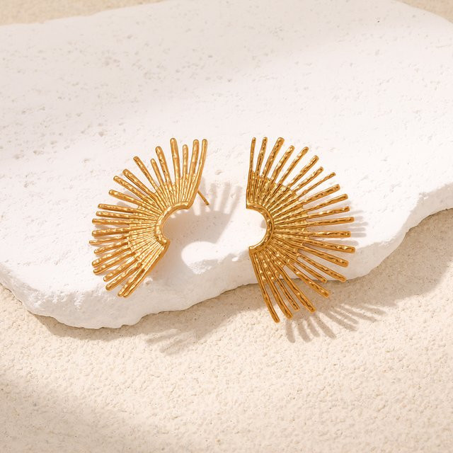 Loe Ohrringe Geometrische Flügel, Edelstahl, Gold, Damen - Bild 1