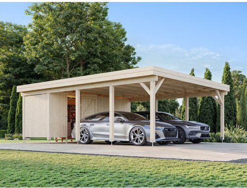 PALMAKO Carport Karl aus Fichtenholz in Braun mit Flachdach, B/T/H: 600 x 762 x 254 cm - Bild 1