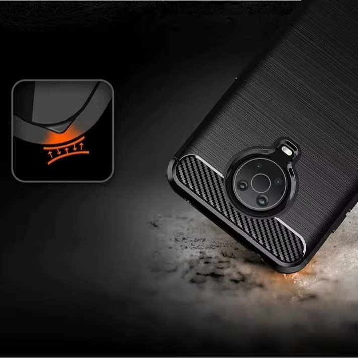 Stoßfeste Silikon Schutzhülle mit Carbon-Faser-Optik für Nokia G10 und Nokia G20 in Schwarz und Blau von panbon - Bild 5