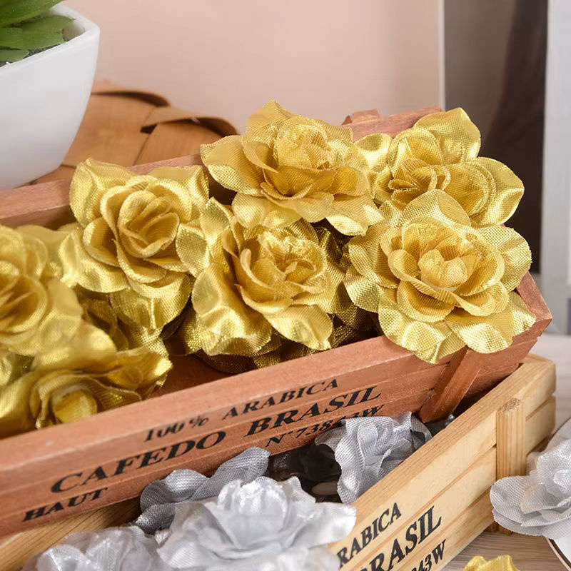 10 Stück künstliche Seidenrosen in Gold und Silber für DIY-Dekorationen und Hochzeiten - Bild 3
